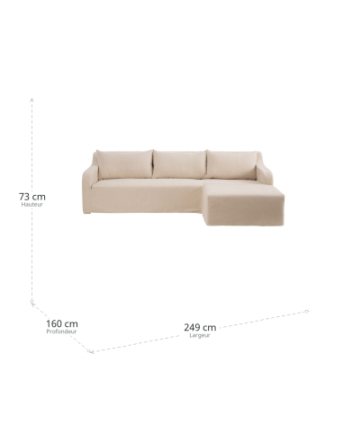 Sofá chaise longue beige IXIA con asiento prolongado - image 3