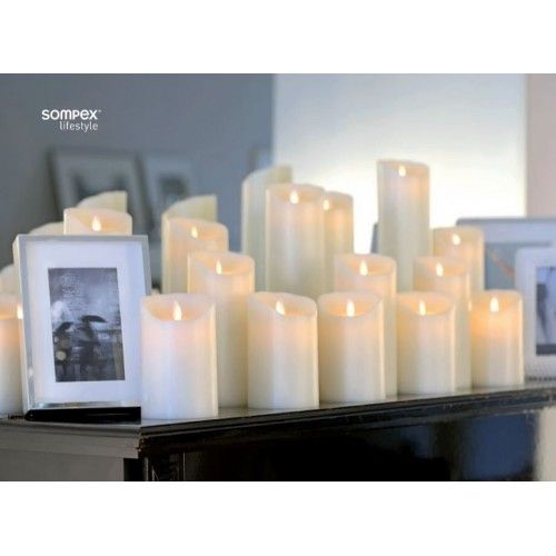 Candela LED bianca in cera 23 cm Sompex