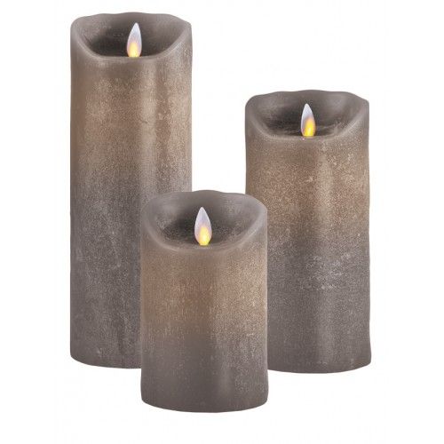 Vela LED taupe de cera 23 cm Sompex
