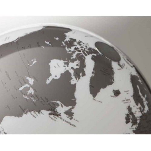 Luminous Terra Globo Negro Design Branco na Base Preta