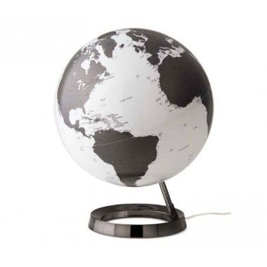 Luminous Terra Globo Negro Design Branco na Base Preta