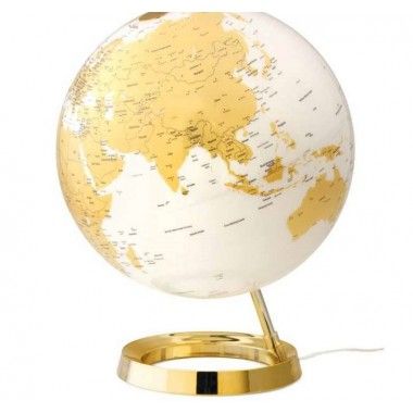 Globus Leuchtende Erde Design Weißes Gold auf goldenem Stand