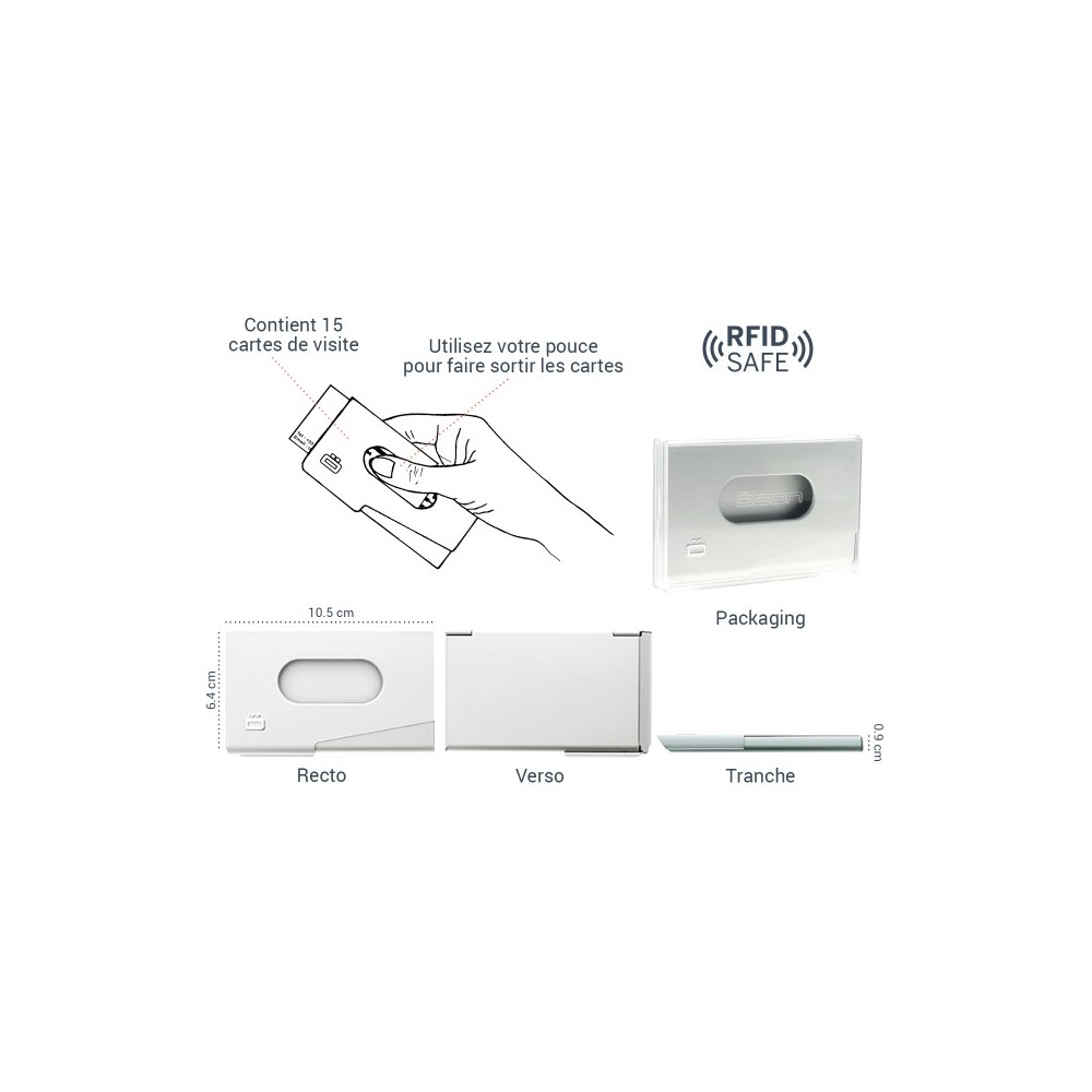 Tarjetero de aluminio Ogon diseño plateado