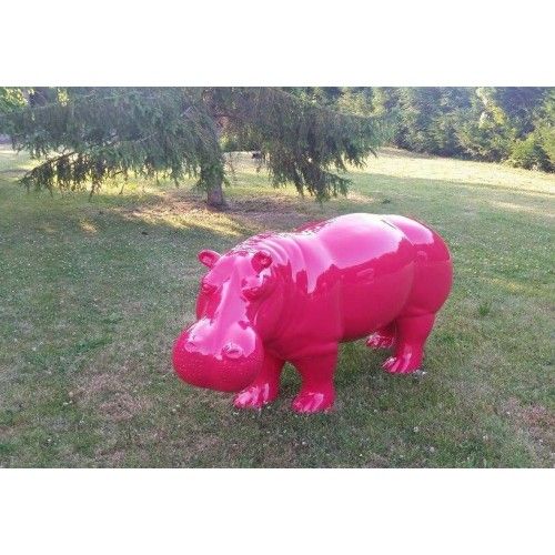 Statue Hippopotame fuchsia big model