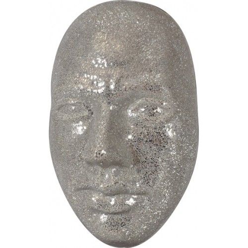 3D-Gesichtsmauer-Mosaik-Silberspiegel 66 cm 
