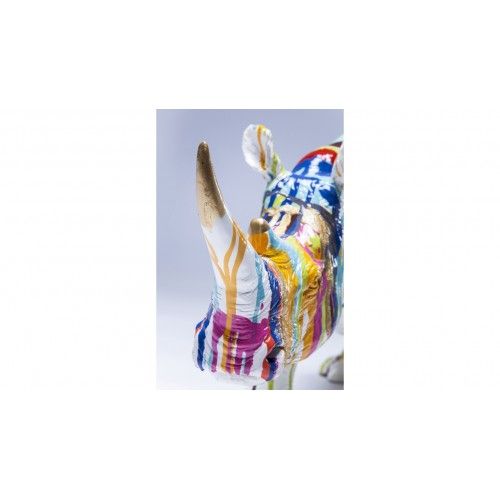 Estátua decorativa rinoceronte multicolor