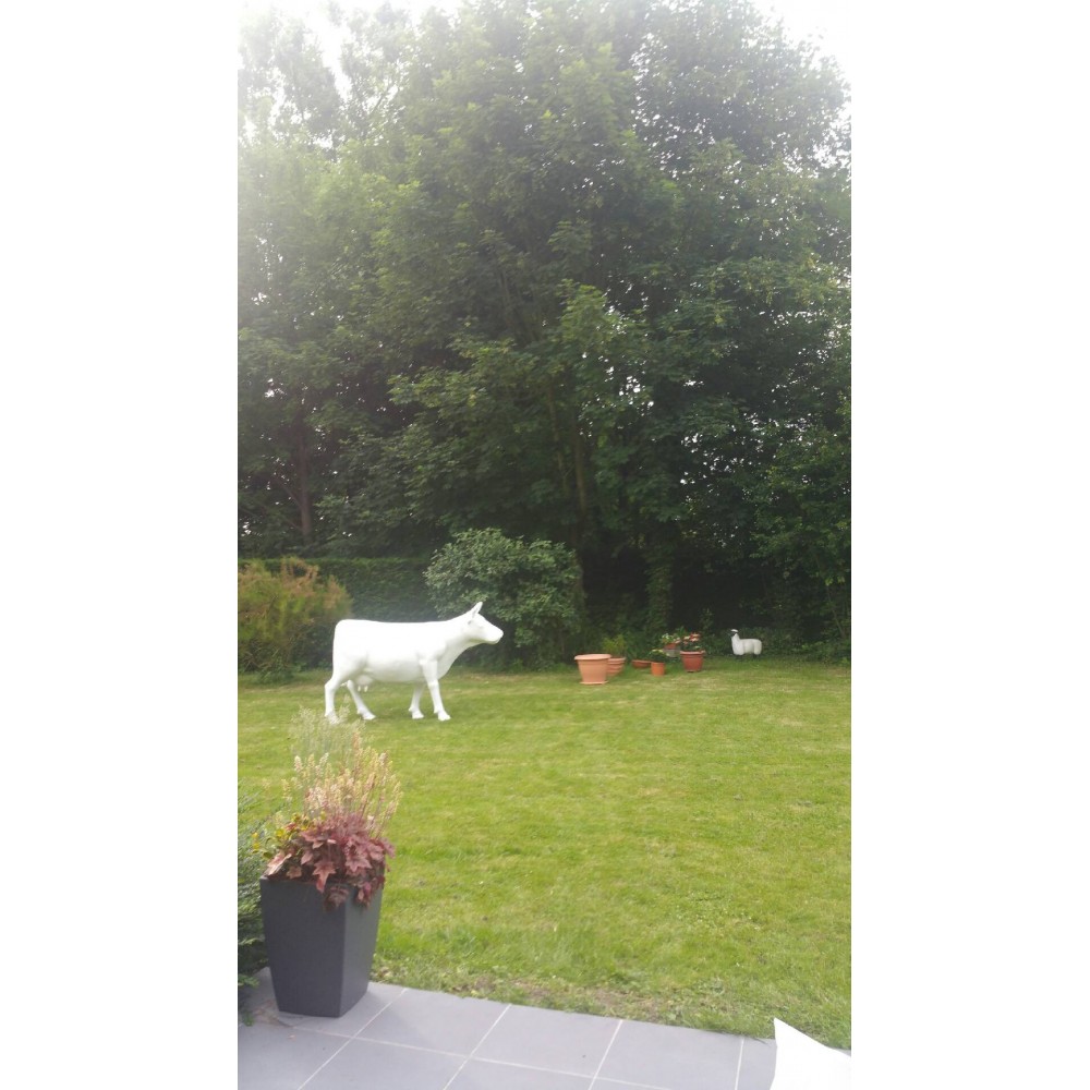 Witte levensgrote decoratieve koe in hars 