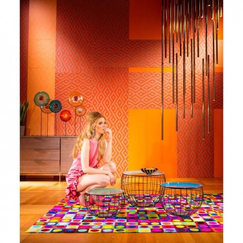 Conjunto de 3 tabelas de baixo multicolorido fio Costa de aço