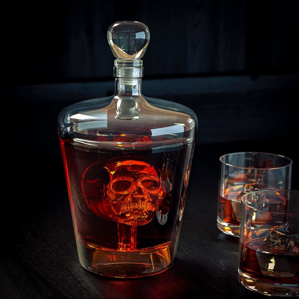 Transparant glazen schedelkaraf 1 Liter