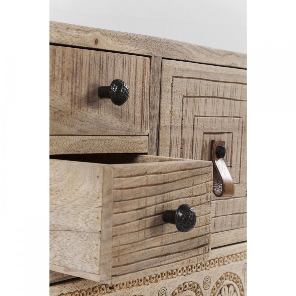 Commode 14 tiroirs en bois clair ethnique Puro