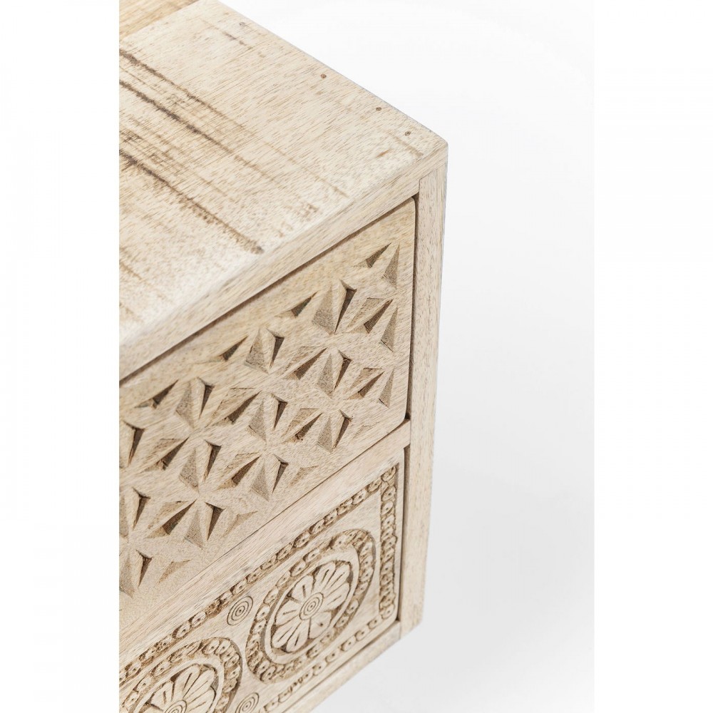 Comodino etnico a 2 cassetti Puro in legno chiaro