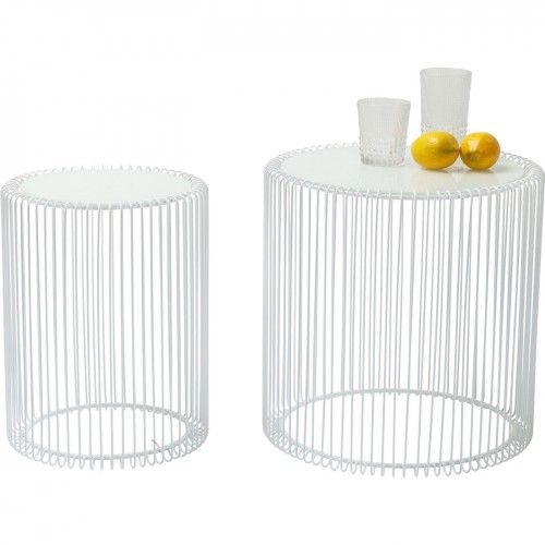 Set of 2 white Heaven Wire side tables
