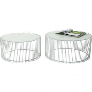 Conjunto de 2 Tabelas de Baixo Branco Fio