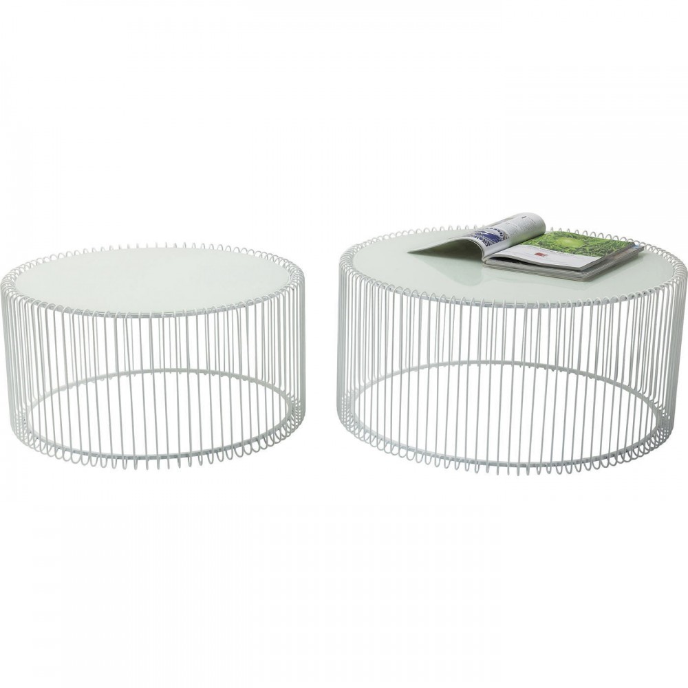 Conjunto de 2 Tabelas de Baixo Branco Fio