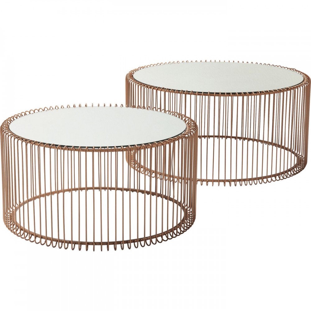 Set di 2 tavolini in filo di rame