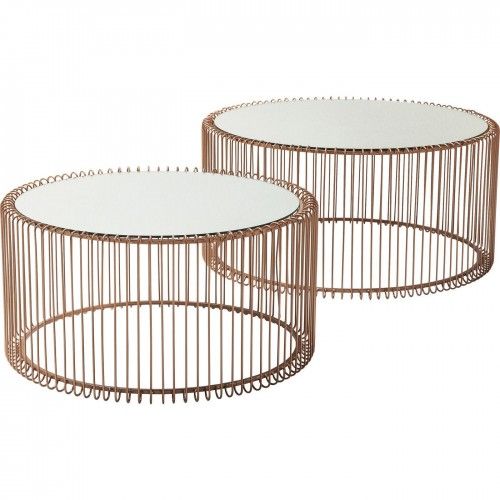 Set de 2 tables basses cuivre Wire
